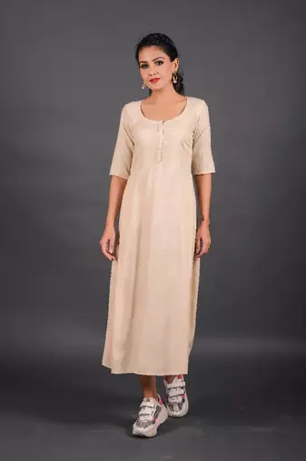Beige empire ethnic dress