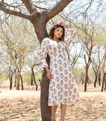 White & grey midi ethnic dress