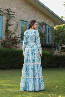 Aqua cotton printed dress 2