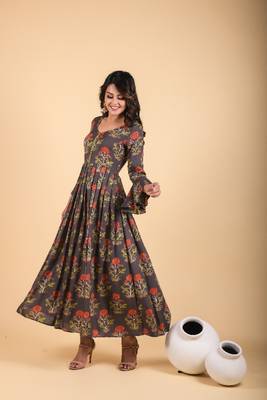 Grey empire ethnic dress 1