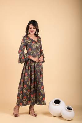 Grey empire ethnic dress 2