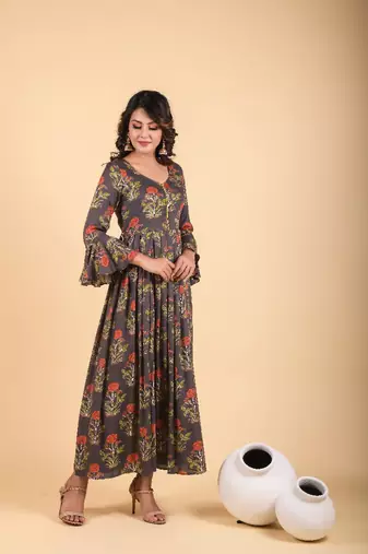 Grey empire ethnic dress
