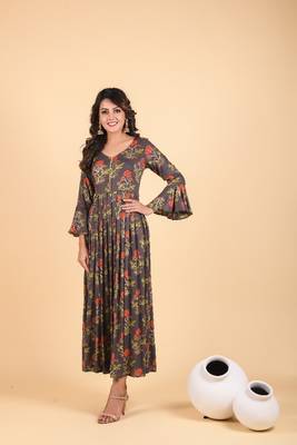 Grey empire ethnic dress 3