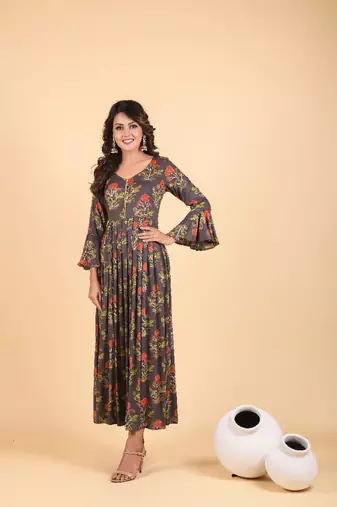 Grey empire ethnic dress