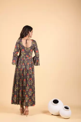Grey empire ethnic dress
