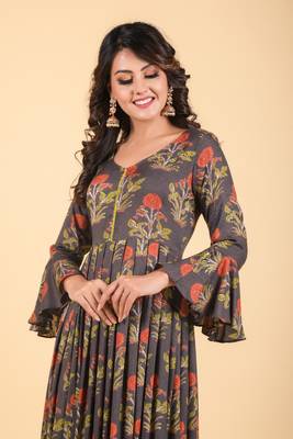 Grey empire ethnic dress 5
