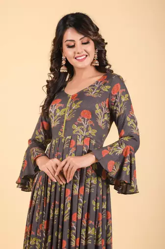 Grey empire ethnic dress