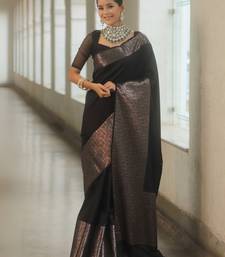 Black Silk blend sarees with blouse