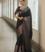 Black Silk blend sarees with blouse