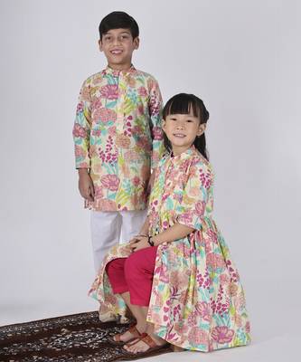 Pink fern kurta set 3