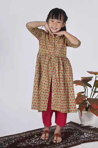 Green bamboo kurta set