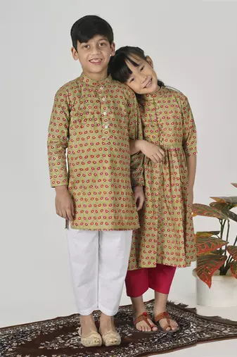 Green bamboo kurta set