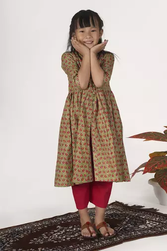 Green bamboo kurta set