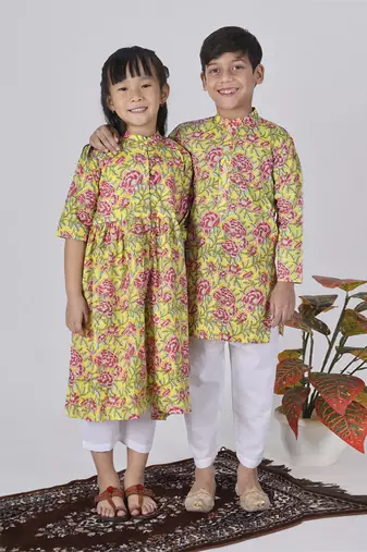 Yellow thyme kurta set