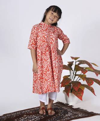Orange poppy kurta set 1