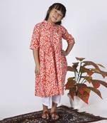 Orange poppy kurta set