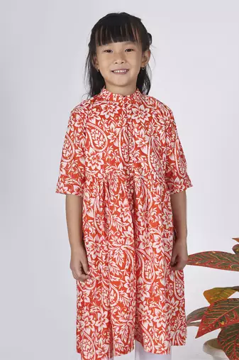 Orange poppy kurta set