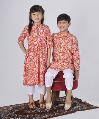 Orange yam kurta set 3