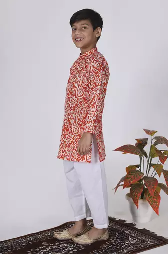 Orange yam kurta set