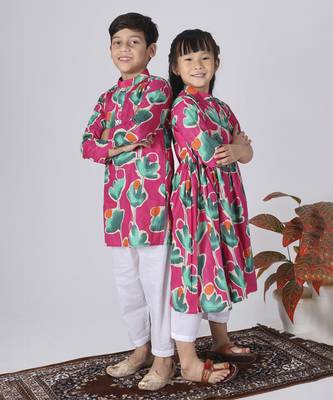 Pink peony kurta set 3