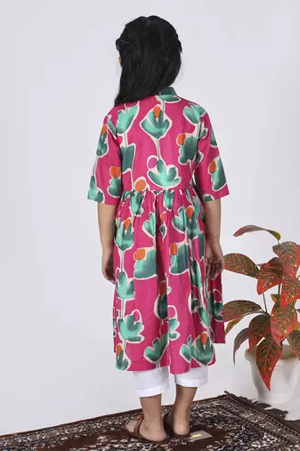 Pink peony kurta set