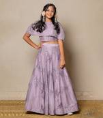 Lilac Silk Sequin Work Kids' Lehenga
