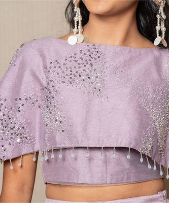 Lilac Silk Sequin Work Kids' Lehenga 3