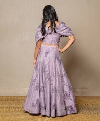 Lilac Silk Sequin Work Kids' Lehenga 4