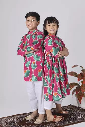 Pink taffy kurta set