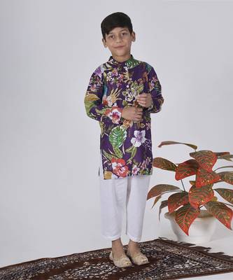 Purple hibiscus kurta set 1