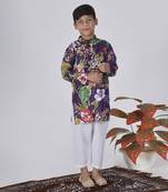 Purple hibiscus kurta set
