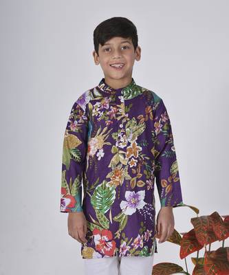 Purple hibiscus kurta set 2