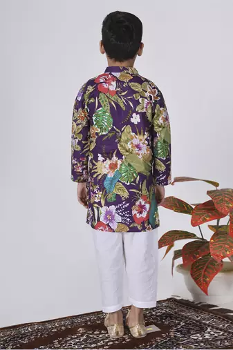 Purple hibiscus kurta set