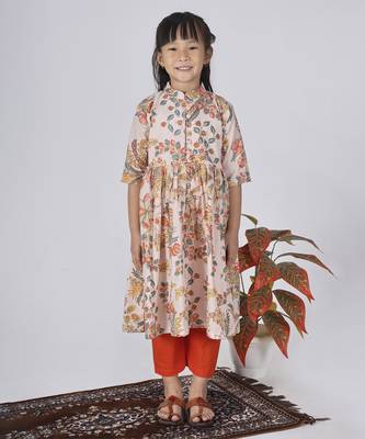 Beige sepia kurta set 1
