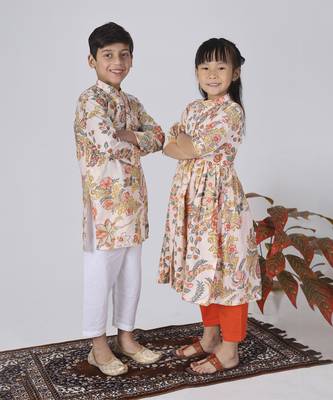 Beige sepia kurta set 3