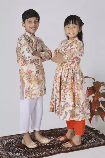 Beige sepia kurta set