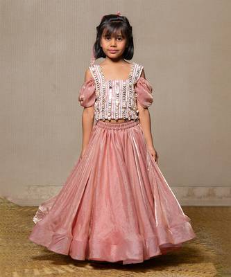 Sequin hand work top with pleated flowy lehenga 1