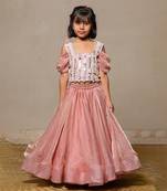 Sequin hand work top with pleated flowy lehenga