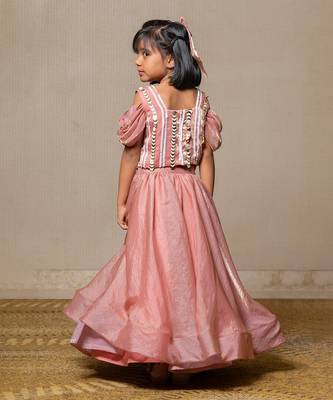 Sequin hand work top with pleated flowy lehenga 5