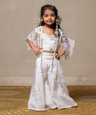 Chic and elegant-white top with pants and jacket 1