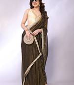 Olive embellished tissue  saree with blouse piece