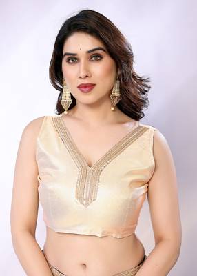 Olive embellished tissue  saree with blouse piece 5