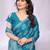 Blue embellished poly chiffon  saree with blouse piece