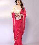 Pink embellished tissue  saree with blouse piece