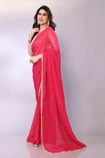 Pink embellished tissue  saree with blouse piece