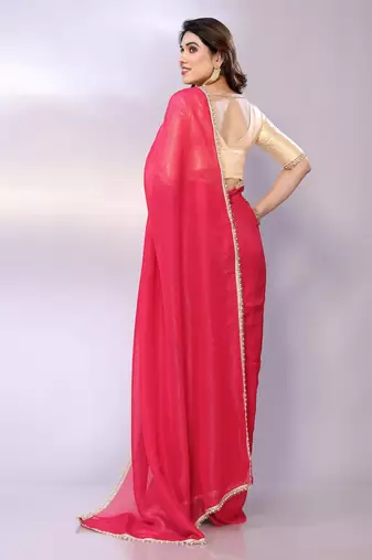Pink embellished tissue  saree with blouse piece