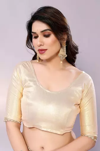 Pink embellished tissue  saree with blouse piece