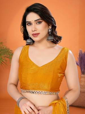 Gold embellished poly silk saree with blouse piece 3