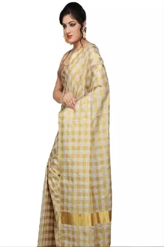 Selvamani tex kerala kasavu cotton saree with running blouse
