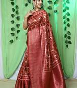 Lustrous red patola art-silk saree